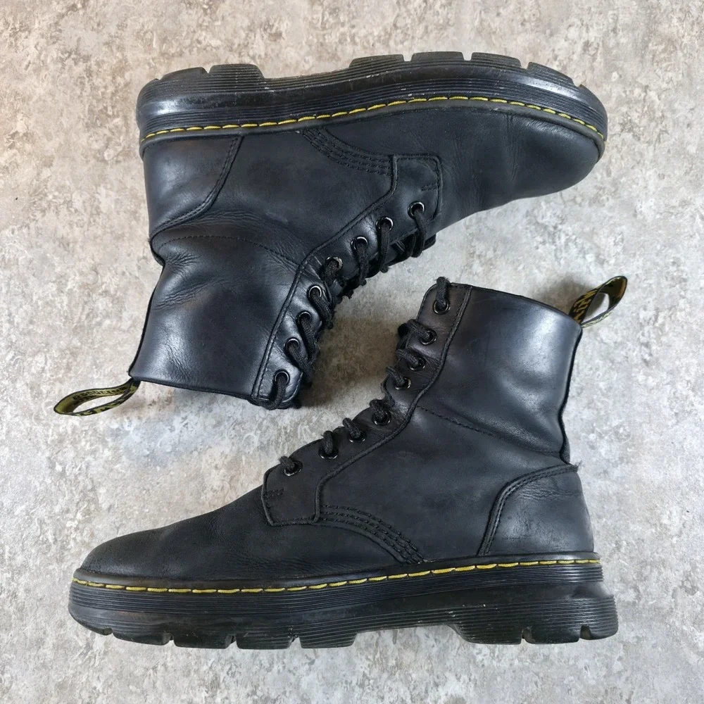 Dr. Martens Combs Black Leather Boots Men's Size 7 /‎ Women's Size 8 *Read Desc.
